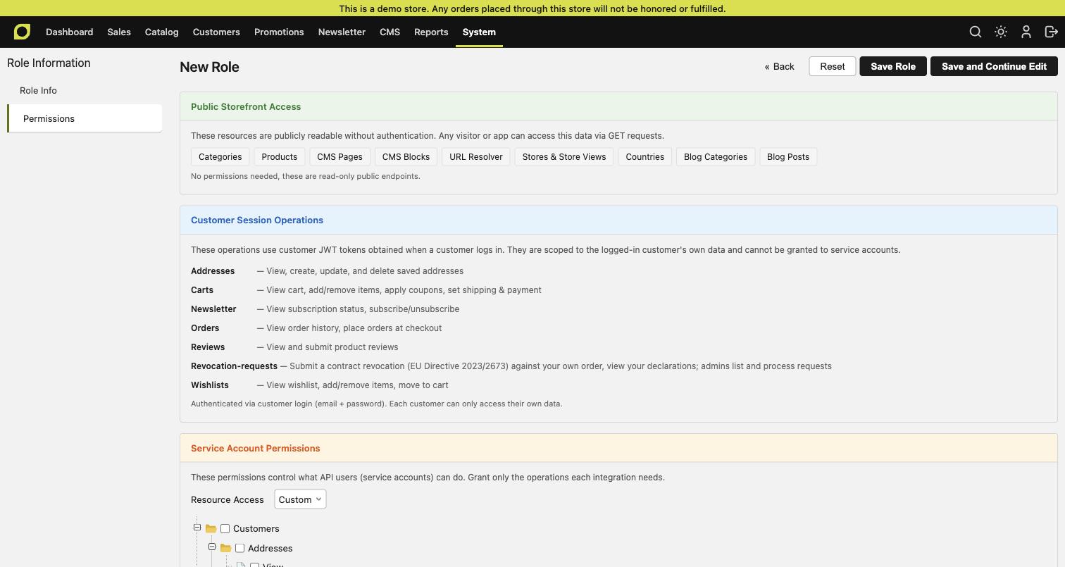The new API role editor with granular per-resource permissions